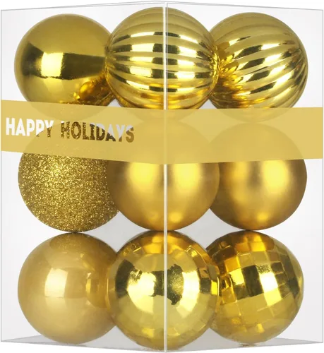 Vista 97 de Esferas pequeñas de Navidad de bronce y dorado de 1.6 pulgadas, adornos para decoración de árbol de Navidad, bolas colgantes inastillables