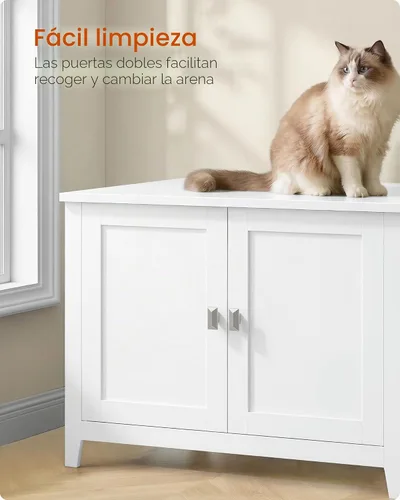 Vista 7 de Feandrea Caja de arena para gatos, puertas dobles, manijas Blanco nube