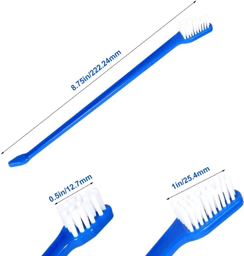Vista 3 de Newday 50 cepillos de dientes de doble cabeza para perros y gatos, cerdas súper suaves, cepillo de dientes para el cuidado bucal, cepillo de dientes