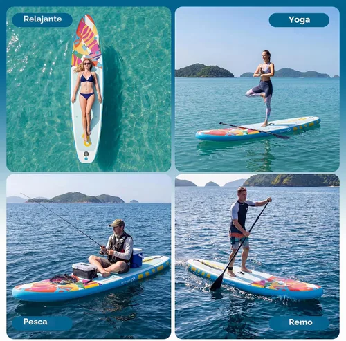 Vista 9 de Goplus Inflatable Stand Up Paddle Board w/SUP Paddleboard Accessories 2-Azul/Rosa/Azul marino/Verde/Amarillo