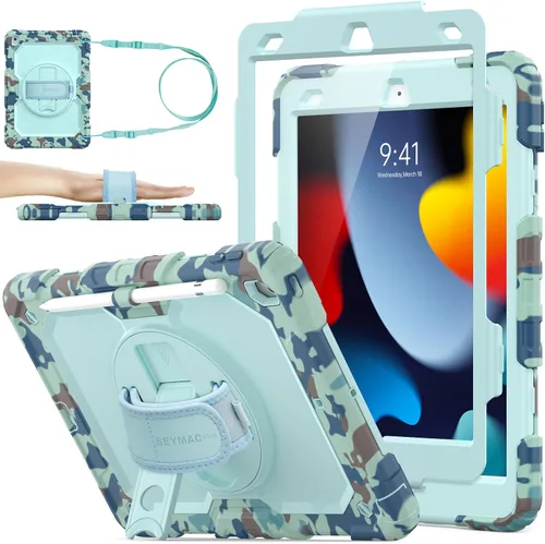 Vista 12 de SEYMAC stock Funda para iPad de 9ª/8ª/7ª generación de 10.2", a prueba de golpes con protector de pantalla, soporte para lápiz