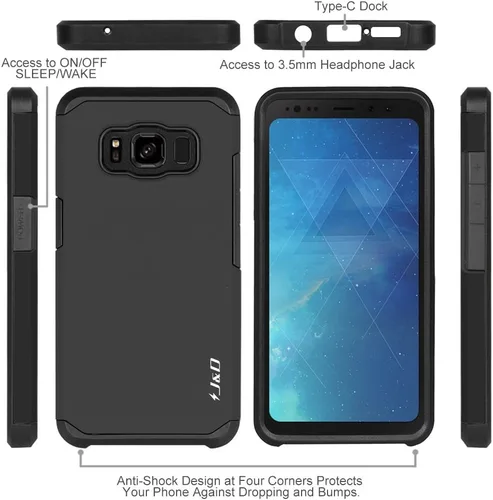 Vista 3 de J&D Funda compatible con Galaxy S8 Active, resistente de doble capa híbrida a prueba de golpes, resistente, no para S8 o S8 Edge, color negro