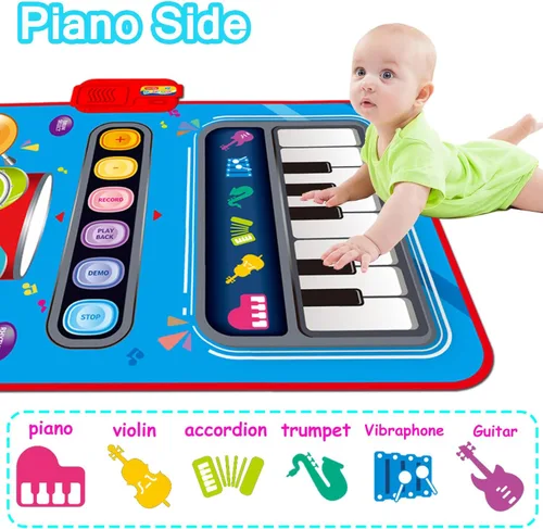 Vista 2 de Regalos para niños de 1 año, juguetes de alfombra musical 2 en 1 para niños de 1 2 3 4 5 años, regalos educativos musicales de primer cumpleaños