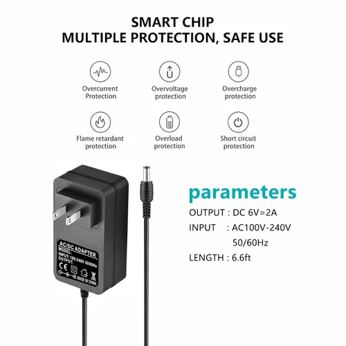 Vista 3 de Fuente de alimentación 6V 2A Adaptador de CA DC 6Volt Adaptador de corriente Cargador DC en 6V Cable de alimentación para elíptica ProForm XP 110