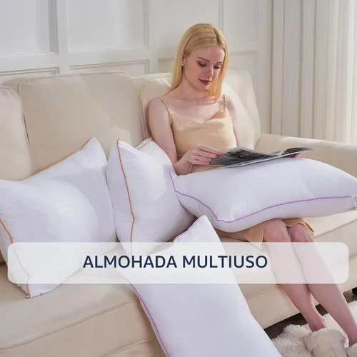 Vista 8 de VAINOC Juego de 2 almohadas de tamaño estándar, transpirables de la colección de hotel para dormir, relleno de microfibra alternativa de plumón