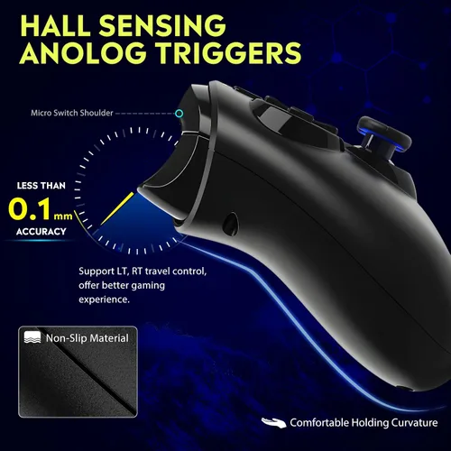 Vista 4 de QRD Spark N5 Wireless Controller for PS4 Pro Slim PS3 PS2 Steam Deck PC Windows Mac TV Box, Halleffect Gamepad Joystick with 3.5mm Audio Controlador