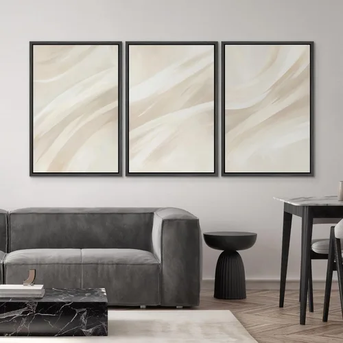 Vista 357 de SIGNWIN Lienzo enmarcado para pared, juego de arte neutro de bosque brumoso, ilustraciones en tono tierra, arte moderno, decorativo, bohemio