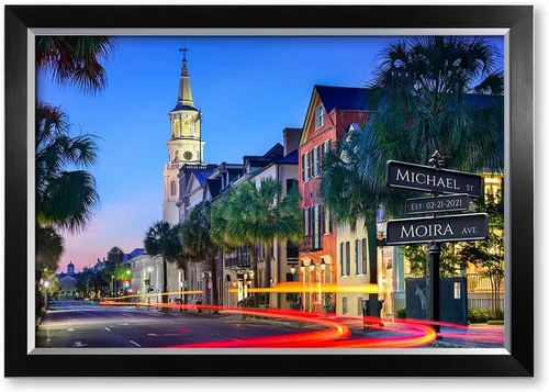 Vista 155 de IPIC - Personalized Framed Canvas with Custom Street Sign in Boston Personalized Street Signs with Names, Custom Canvas Print, Boston Sunset