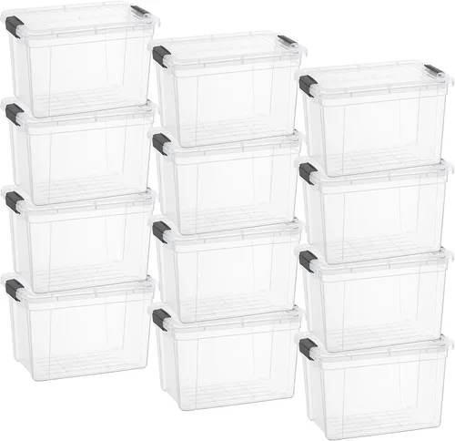 Vista 113 de Superio Mini contenedor de almacenamiento de plástico para crayón, suministros de arte y estuche de costura, organizador pequeño apilable