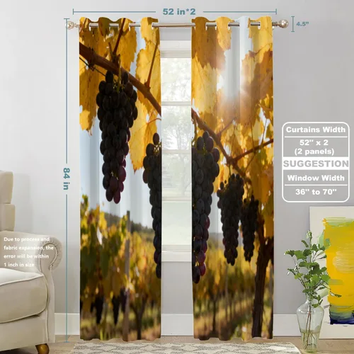 Vista 16 de Shrahala Orange Autumn Autumn Blackout Curtain Tiers, Fall Kitchen Valance Light Blocking Tier Drapes with Rod Pocket, 2 Pack 26 X 24 in