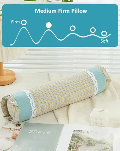 Vista 3 de Almohada Cilíndrica de Cuello de Trigo Sarraceno, 15.7"x4.7" Relleno de Cáscara Ajustable para Soporte Cervical, Almohada Ergonómica de Rodillo