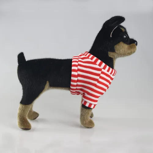 Vista 2 de CU-MATE Peluche de perro Doberman Pinscher de 10 pulgadas, juguete de peluche realista negro y tostado, regalo para niños y niñas