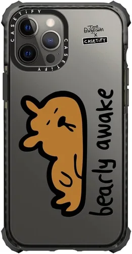 Vista 5 de Funda Ultra Impact de CASETiFY para iPhone 12 Pro Max - Bearly Awake - Negro transparente claro