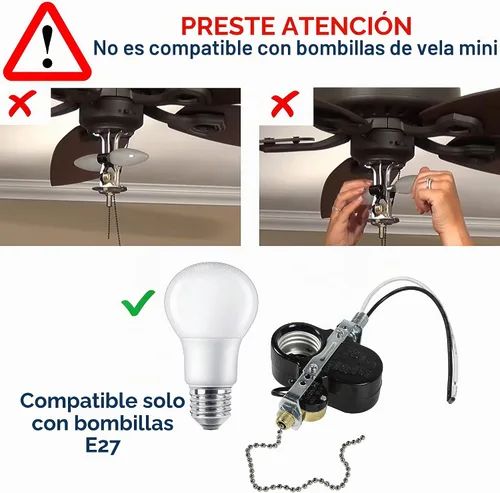 Vista 6 de HQRP Westinghouse - Interruptor de enchufe de 2 luces compatible con Hunter, Casablanca, Hampton Bay, Harbor Breeze, Westinghouse - Cadena