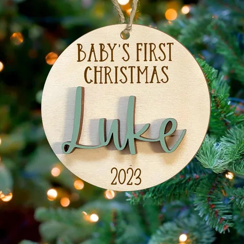 Vista 15 de NAZENTI Adorno de cerámica personalizado para bebé recién nacido, estadísticas de nacimiento, regalo de nueva mamá, primera Navidad del bebé