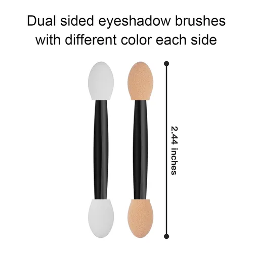 Vista 2 de Cuttte 120 aplicadores desechables de esponja de sombra de ojos de doble cara con contenedor, 2.44 pies de longitud, brochas de sombra de ojos