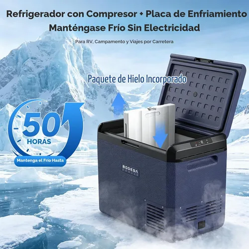 Vista 4 de BODEGACOOLER Refrigerador de coche de 12V, 63 cuartos (60L) IPX4 refrigerador eléctrico impermeable, refrigerador de coche con control por