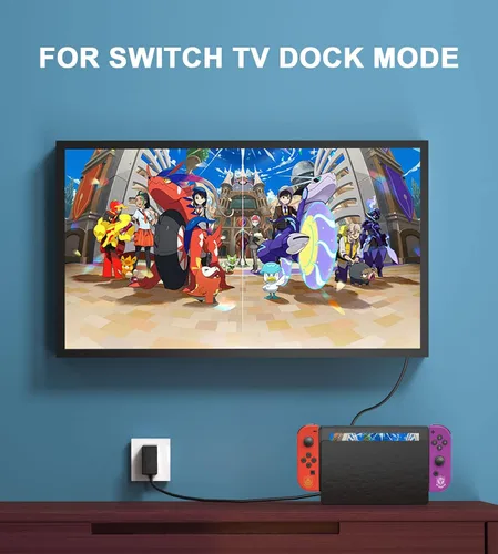 Vista 6 de Cargador para Nintendo Switch, adaptador USB C compatible con Nintendo SwitchSwitch LiteSwitch OLEDSwitch Dock, cargador de viaje rápido con cable