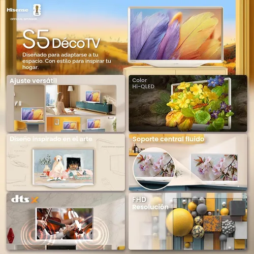 Vista 4 de Hisense Serie S5 DécoTV QLED FHD Smart Fire TV de 32 pulgadas (32S5QF, modelo 2025) - Ajuste versátil, color Hi-QLED, diseño inspirado en el arte