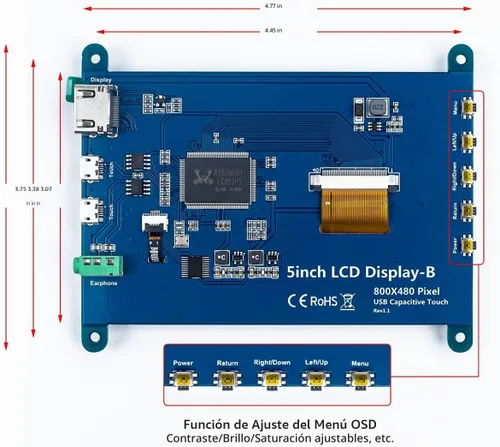Vista 8 de Hosyond 5 pulgadas IPS LCD pantalla táctil panel 800 × 480 pantalla capacitiva HDMI Monitor para Raspberry Pi 5/4/3, BB negro, Windows 10 8 7