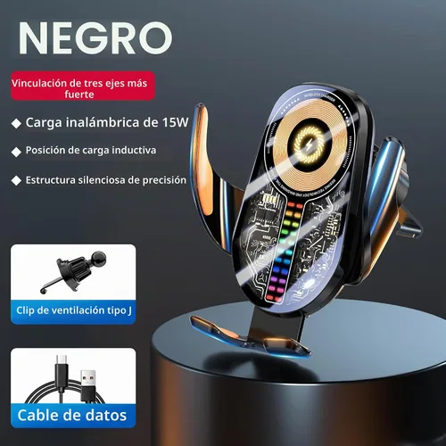 Vista 12 de Soporte para teléfono de automóvil de 15 W, soporte de cargador Negro