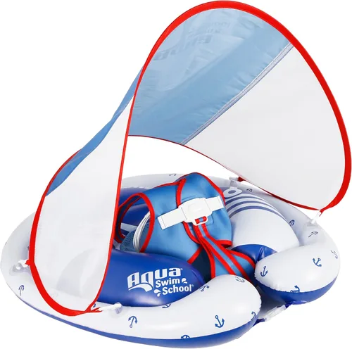 Vista 5 de SwimSchool Freestyle - Flotador de piscina para bebé con múltiples posiciones, asiento de seguridad ajustable, natación libre, doble cámara de aire