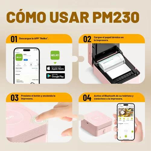 Vista 9 de Nelko Mini impresora de calcomanías, cápsula de impresión PM230 con 1 rollo Rosa