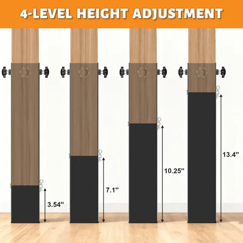 Vista 3 de Paquete de 4 elevadores de cama para dormitorio universitario, extensor de cama resistente de 1.5 a 3.15 pulgadas de diámetro, con 4 niveles