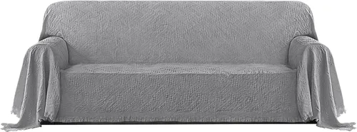Vista 23 de PureFit Funda de sofá geométrica de jacquard con borlas - Fundas de sofá decorativas texturizadas y suaves lavables para sofá de 3 cojines, funda
