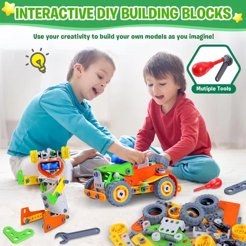 Vista 4 de 164 juguetes de construcción para niños de 4 a 8 a 12 años, actividades educativas STEM, bloques de construcción de bloques de construcción