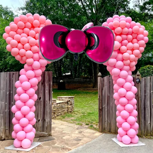 Vista 6 de 3 globos de lazo rosa Kitt.y Hello de 38 pulgadas, decoraciones de baby shower para niñas/decoraciones de cumpleaños de coqueta para niñas/globos