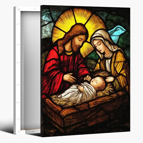 Vista 10 de Arte de pared en lienzo de Jesús y Cordero, Arte de pared en lienzo de Jesús abrazando a un cordero fangoso, Arte de pared cristiano para decoración