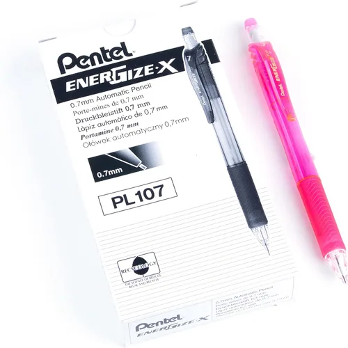 Vista 12 de Pentel EnerGize-x - Portaminas (0.028 in), cuerpo violeta, caja de 12 (PL107V)