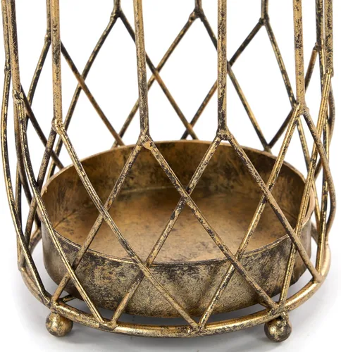 Vista 5 de Soporte para paraguas, soporte redondo dorado para sombrilla para entrada, bastones para caminar, decoración de pasillo de entrada de metal