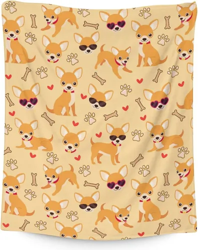 Vista 10 de Chihuahua - Manta de regalo de 30 x 40 pulgadas, bonita manta para niños y adultos, mantas amarillas suaves y peludas para sofá, oficina