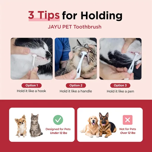 Vista 9 de JAYU PET Cepillo de Cuidado Dental (Cerdas de Borde) 1 unidad - Cepillo de Dientes para Perro con Cabeza Micro Redonda, Cepillo de Dientes