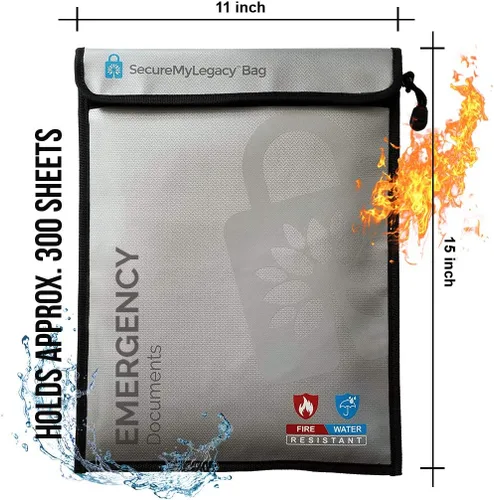 Vista 4 de Secure My Legacy - Bolsa impermeable e ignífuga para documentos (4 unidades)