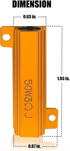 Vista 6 de ZONETECH Resistencias de carga LED de 50 W y 6 ohmios – 4 resistencias de carga LED de alta calidad para luces direccionales LED o luces LED