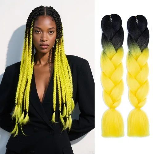 Vista 20 de 6 juegos de extensiones de cabello Kanekalon trenzado y sombreado, pelo de fibra sintética de alta temperatura de 24 pulgadas para trenzas crochet