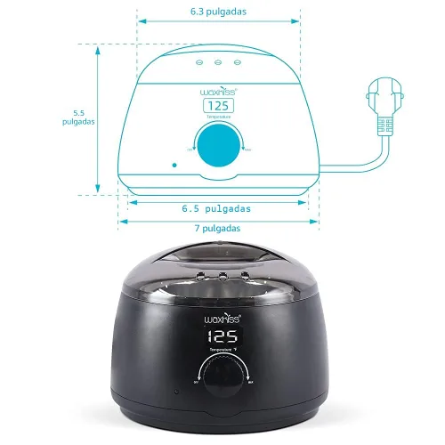 Vista 3 de waxkiss Calentador digital de depilación con tapa transparente y olla de 14 onzas