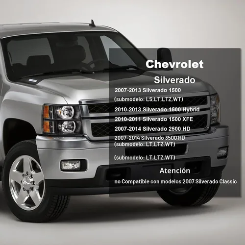 Vista 2 de Juego de montaje de faros compatible con Chevy Silverado 1500 2007 2008 2009 2010 2011 2012 2013, Silverado 2500HD 3500 07-14, faro con arnés
