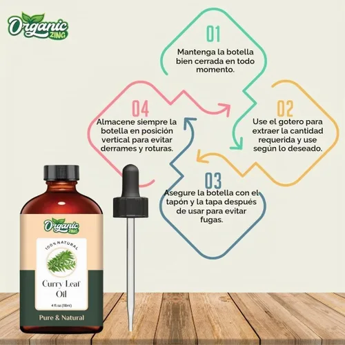 Vista 7 de Organic Zing Aceite de hoja de curry de grado cosmético (4.0 fl oz / 3.99 fl oz) con cuentagotas – Aceite botánico para el cuidado de la piel