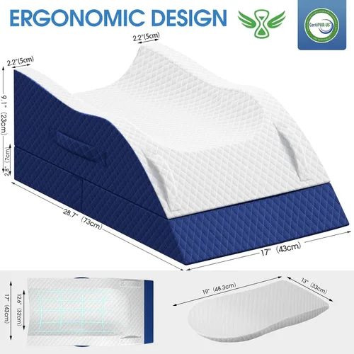 Vista 2 de TranquilRelax Almohada para piernas, almohada de elevación de piernas con almohadilla y espuma viscoelástica, almohada de altura ajustable