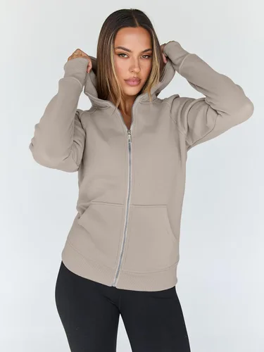 Vista 83 de Trendy Queen Sudaderas con capucha y cremallera para mujer, chaquetas de vellón, talla extragrande, moda de otoño e invierno