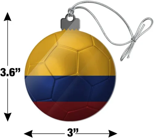 Vista 7 de GRAPHICS & MORE Bandera de Colombia Bola de Fútbol Fútbol Fútbol Acrílico Árbol de Navidad Adorno de vacaciones