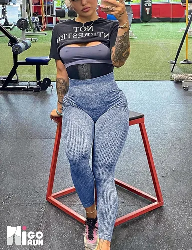 Vista 3 de HIGORUN - Leggings sin costuras para mujer, moldeadores, con diseño gráfico de sonrisas, de cintura alta, para el gimnasio, yoga o hacer ejercicio