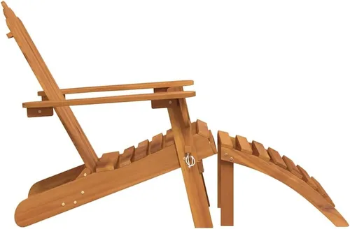 Vista 5 de Garden Chair Natural Wood, Solid Acacia Wood Standard Foldable Adirondack Chair with Footrest for Outdoor Seating, Front Porch Furniture