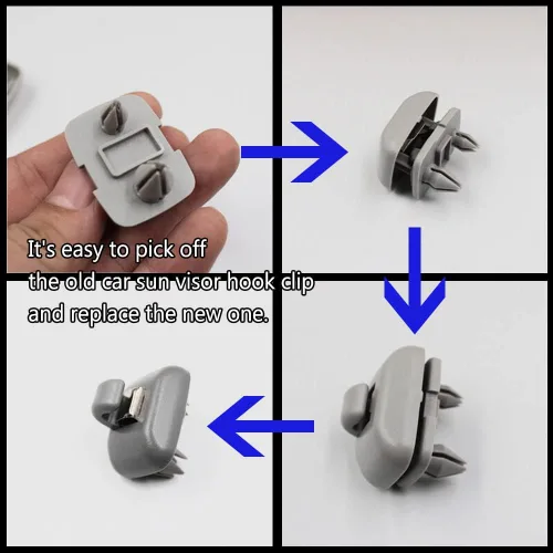 Vista 4 de HAOBO 2 clips interiores para visera solar, soporte de clip para visera interior gris, accesorios interiores de automóvil, gancho compatible