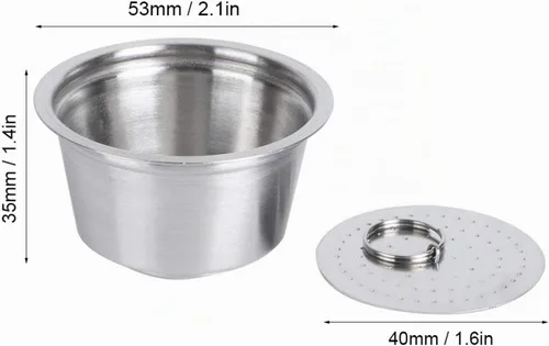 Vista 3 de Fdit Taza de cápsula de café recargable reutilizable de acero inoxidable apta para cafetera Dolce Gusto compatible con Nestle Dolce Gusto juego