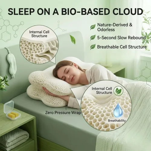 Vista 5 de Cloud Pillow for Sleep, Memory Foam Cervical Pillow for Pain Relief Sleeping, Ergonomic Cervical Pillow with Replacement Pillowcase, Breathable Dark